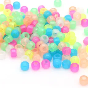 Glow In The Dark Mix Plastic Barrel Pony 6x8mm-Pack of 500