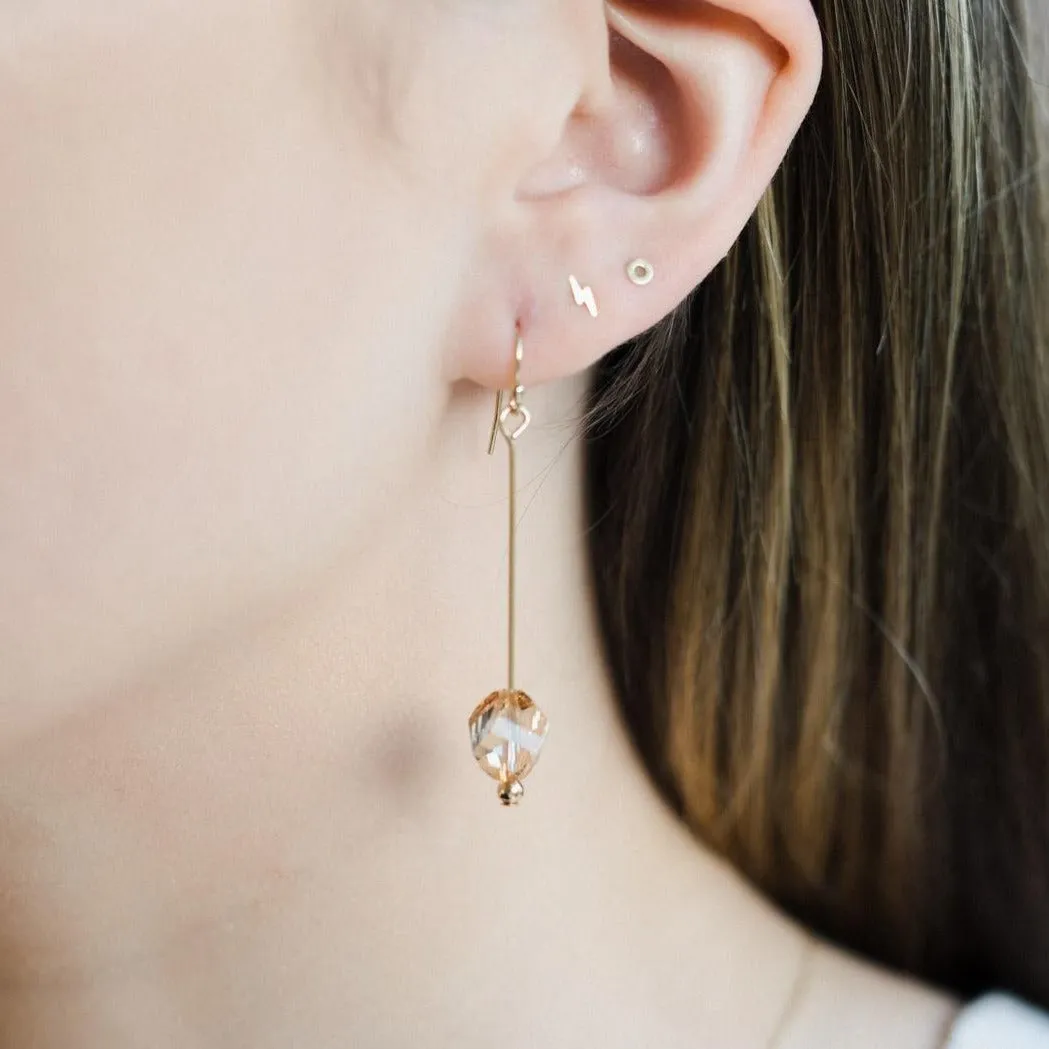 Gold Filled Golden Shadow Diamond Pin Earrings