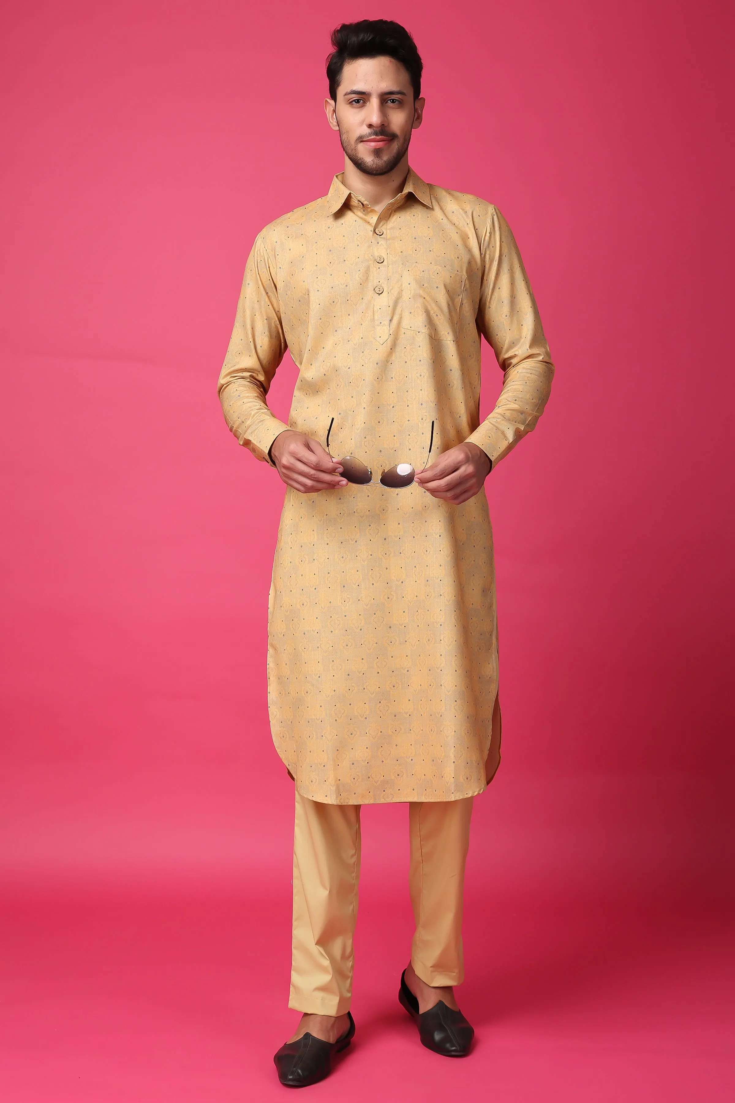 Golden Glow Textured Kurta