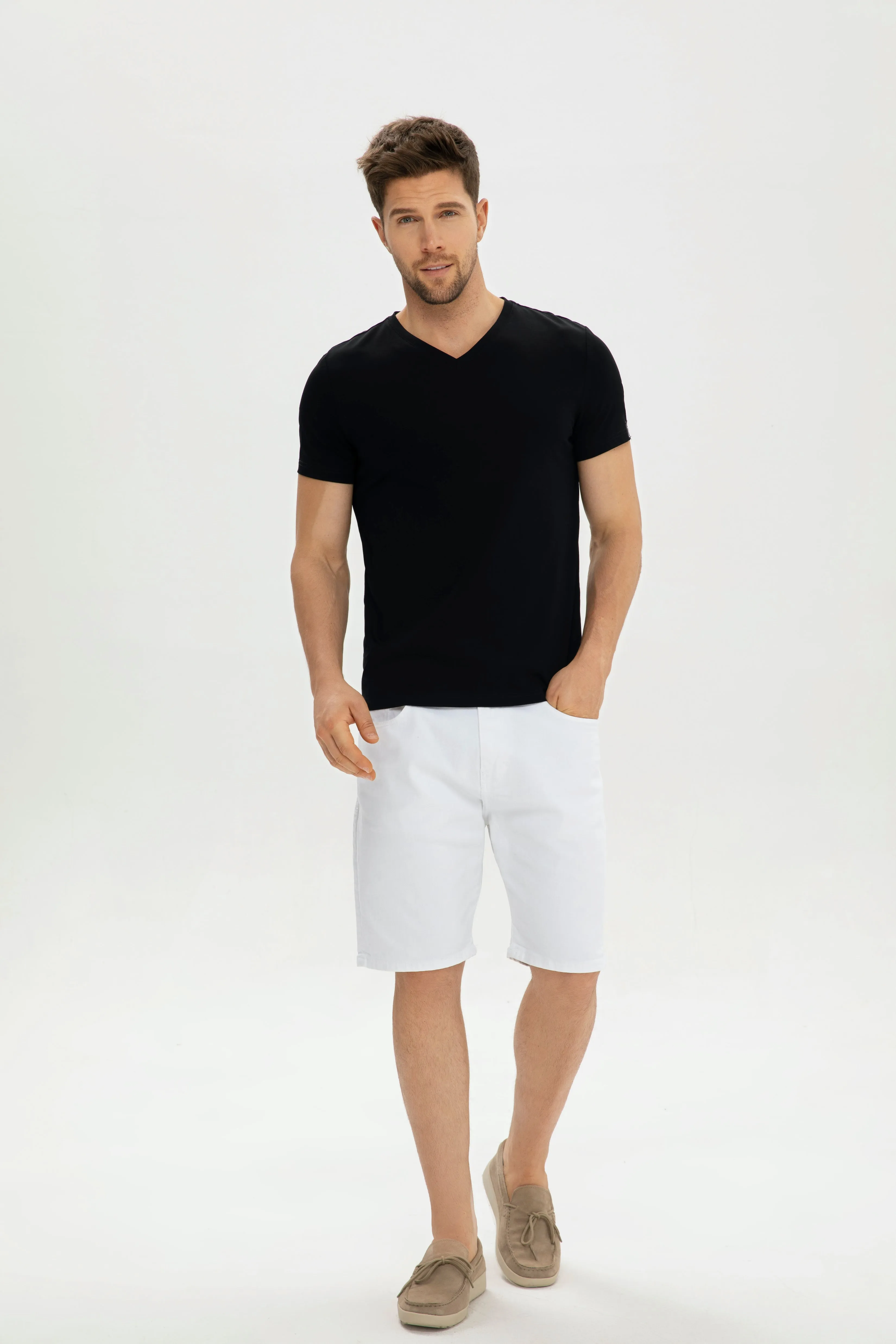 Grand V-Neck Mercerized Cotton T-Shirt