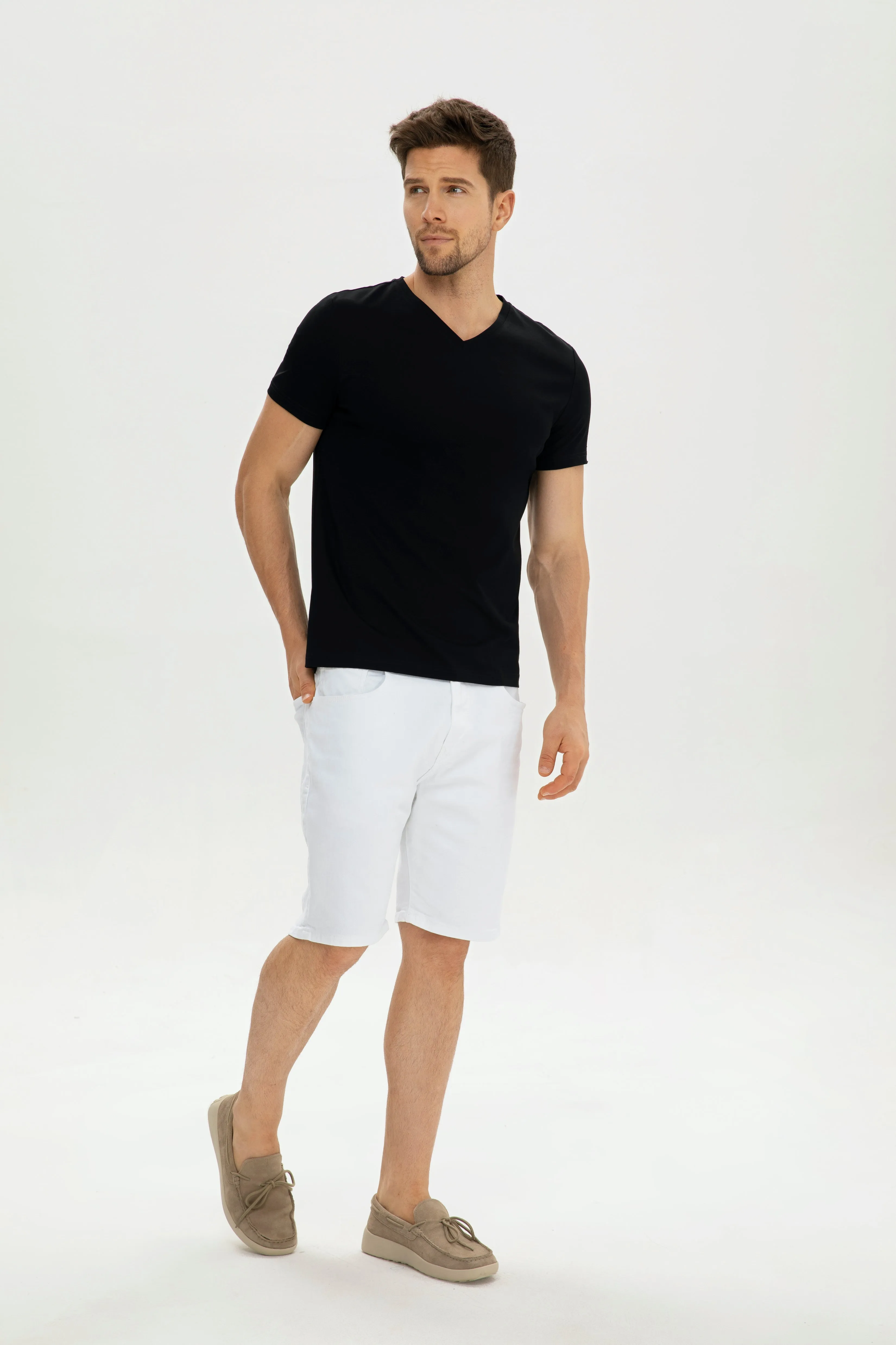 Grand V-Neck Mercerized Cotton T-Shirt