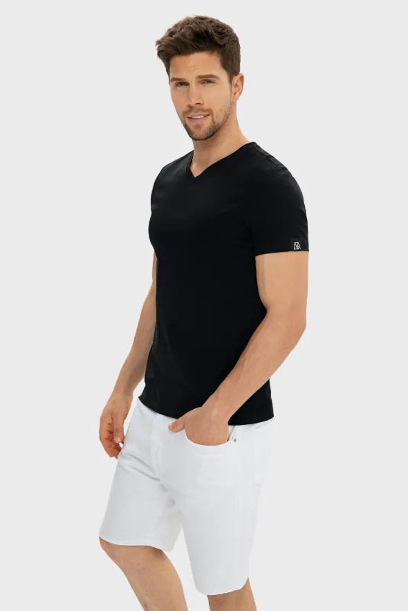 Grand V-Neck Mercerized Cotton T-Shirt