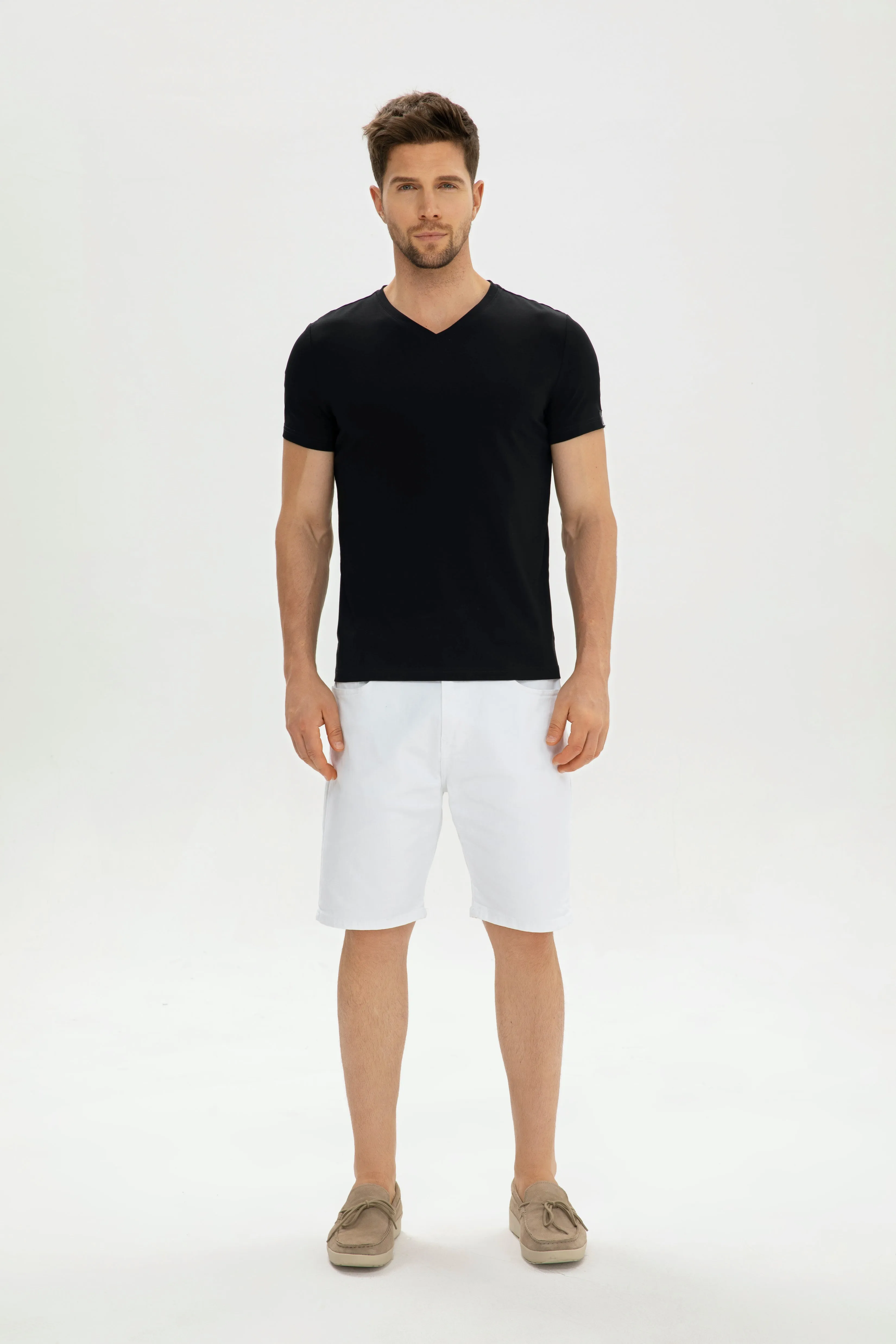 Grand V-Neck Mercerized Cotton T-Shirt