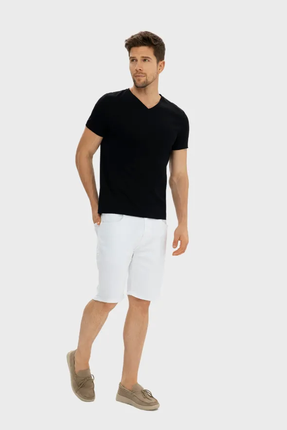 Grand V-Neck Mercerized Cotton T-Shirt