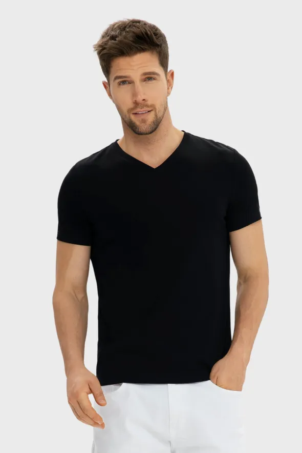 Grand V-Neck Mercerized Cotton T-Shirt