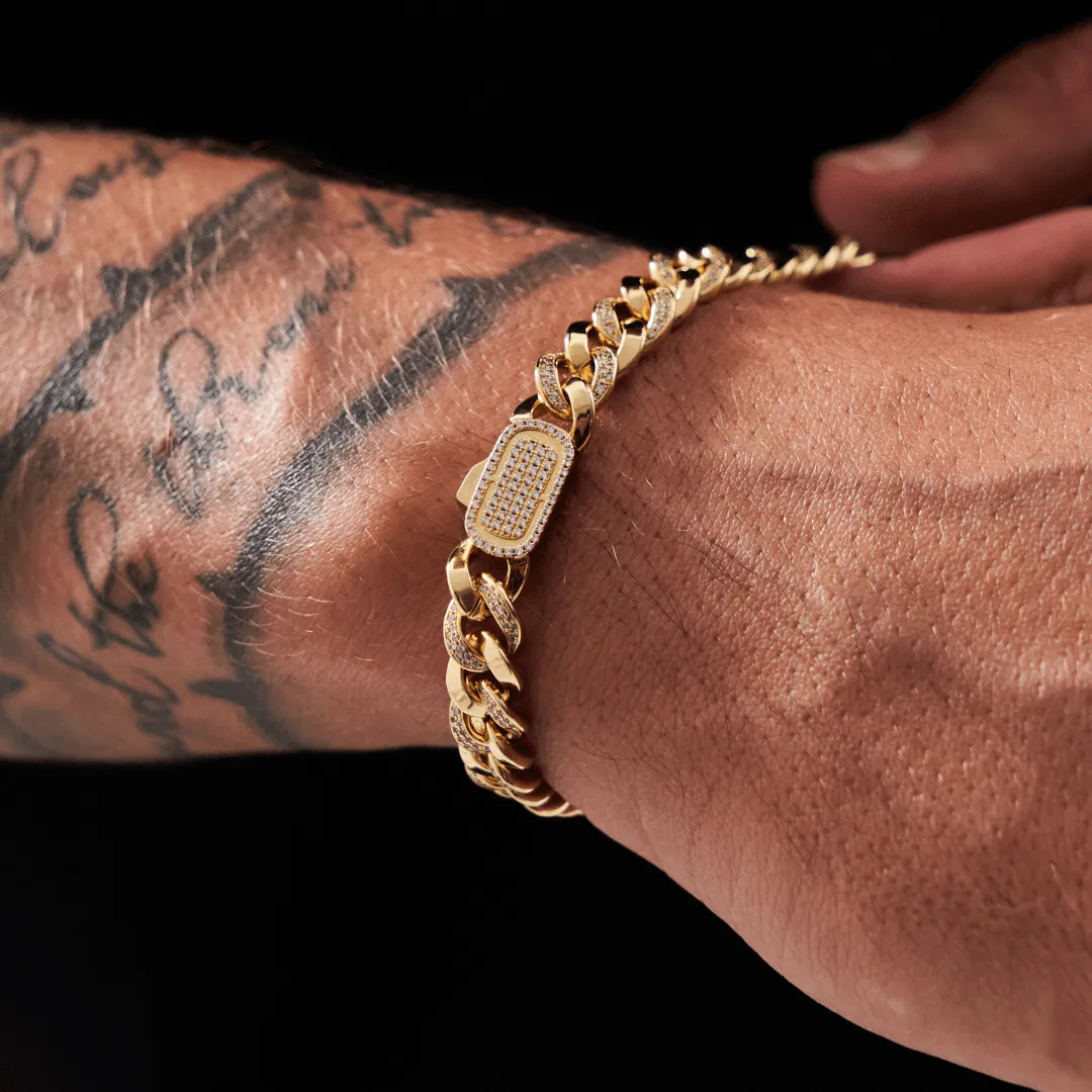 Half Iced Cuban Bracelet (Gold) 8mm