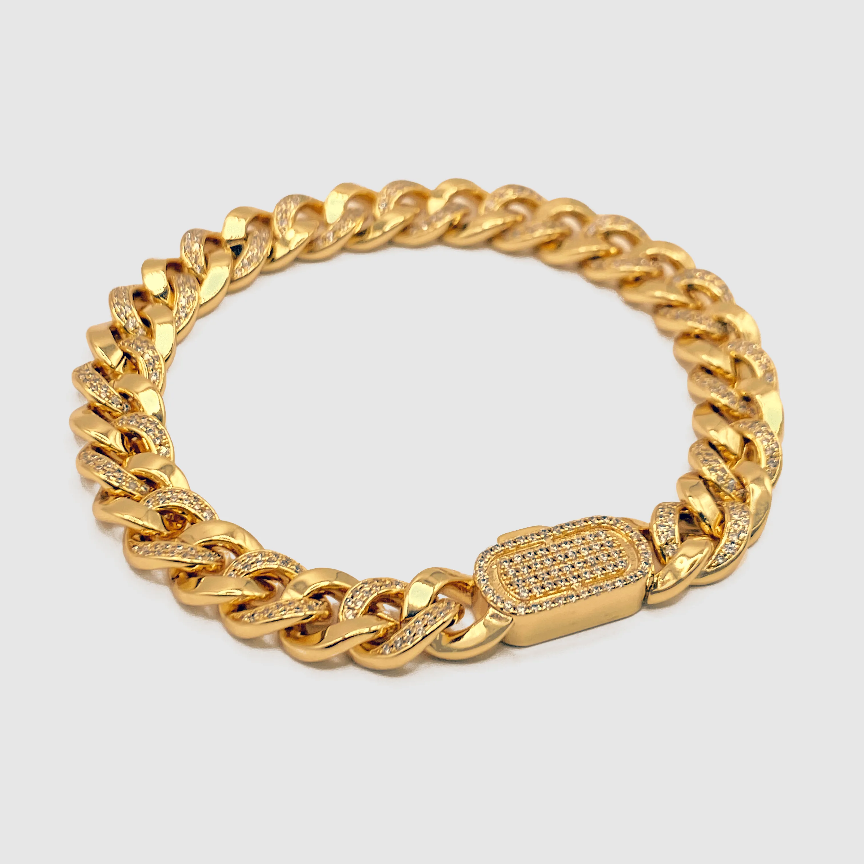 Half Iced Cuban Bracelet (Gold) 8mm