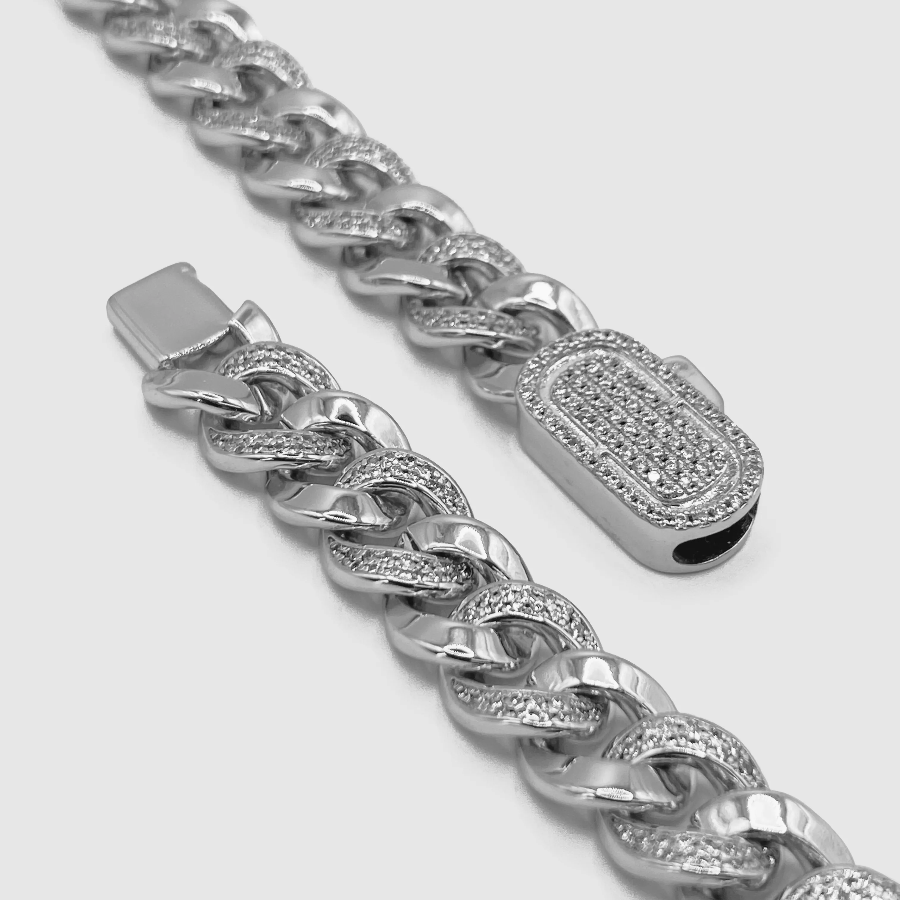 Half Iced Cuban Bracelet (Silver) 8mm