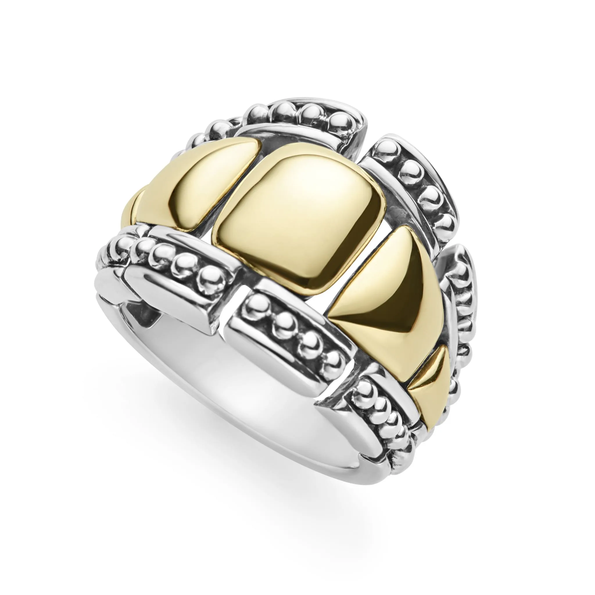 High Bar Two-Tone Caviar Statement Ring