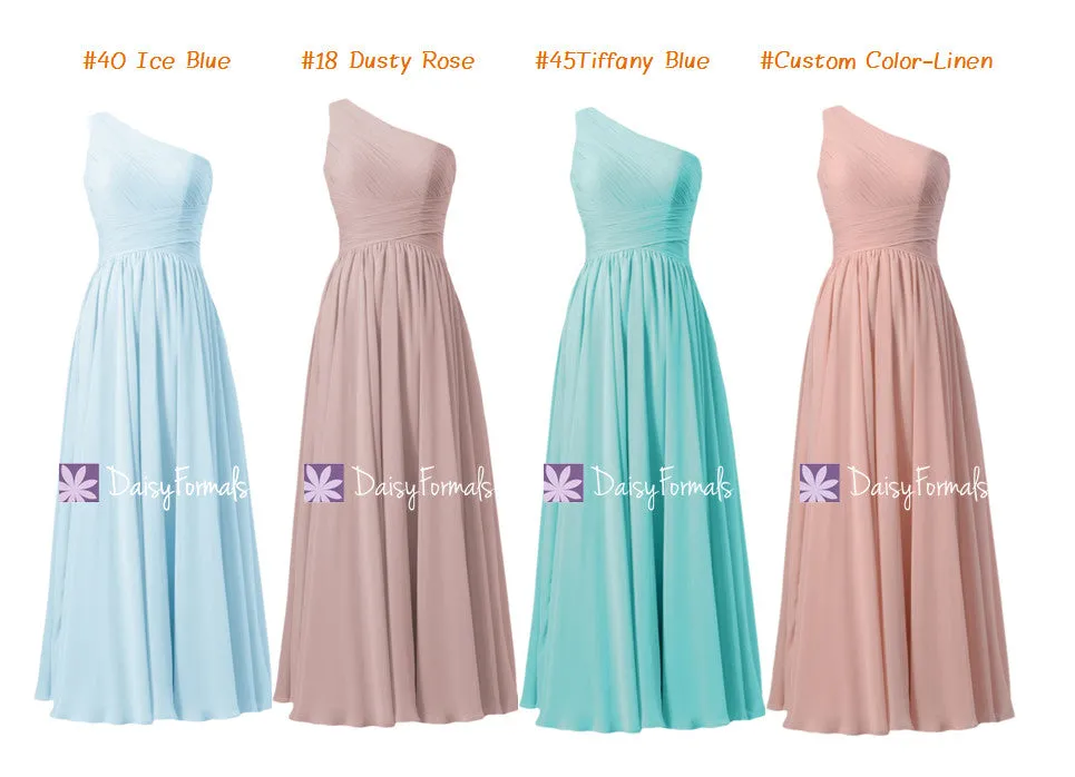 Ice Blue Chiffon Dress Dusty Rose Party Dress Aqua Formal Dress Linen Bridesmaids Dress (MM150)--BM351L