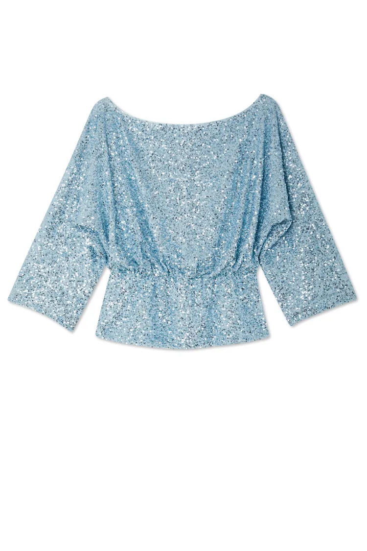 Ice Blue Sequin Tilly Top