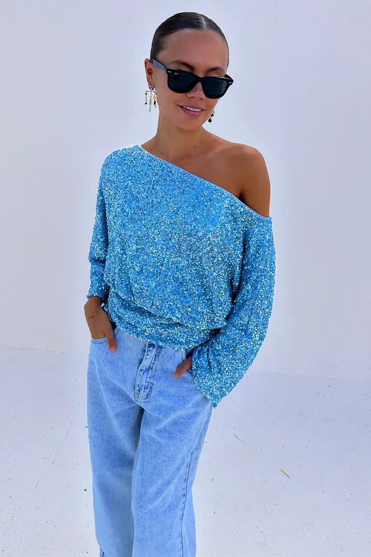 Ice Blue Sequin Tilly Top