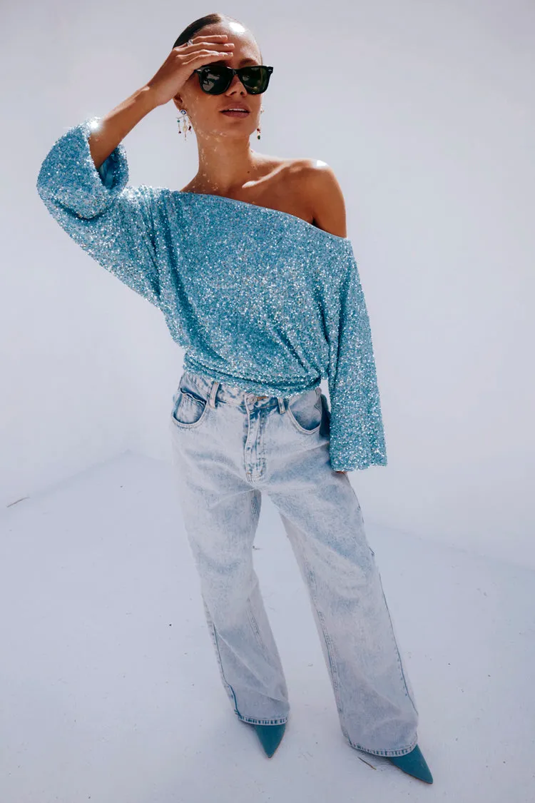 Ice Blue Sequin Tilly Top