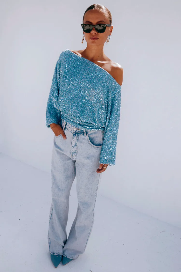 Ice Blue Sequin Tilly Top