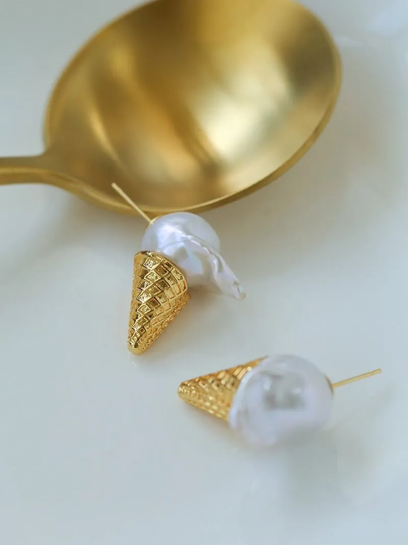 Ice Cream Baroque Pearl Earrings