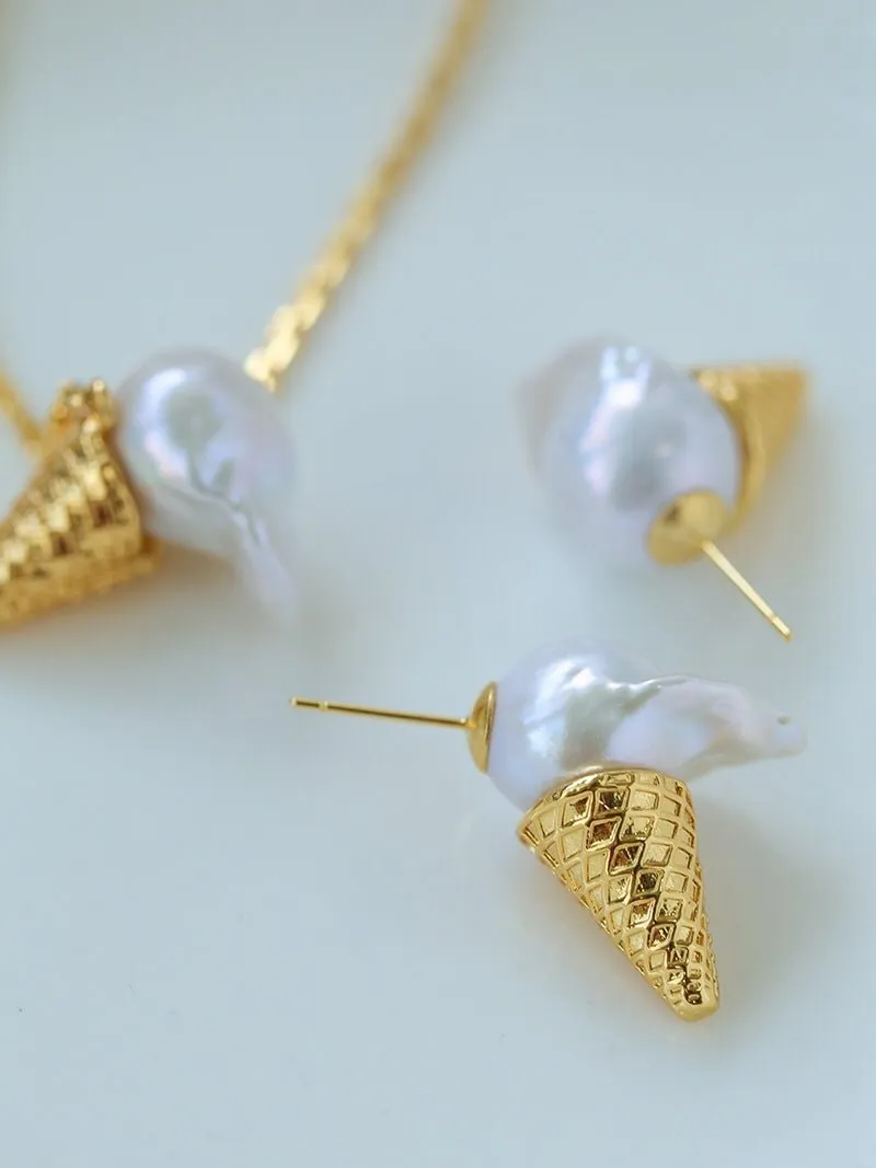 Ice Cream Baroque Pearl Earrings