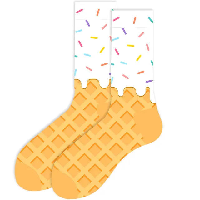 Ice Cream Cone Socks (Adult Medium - Women's Shoe Sizes 5-10)