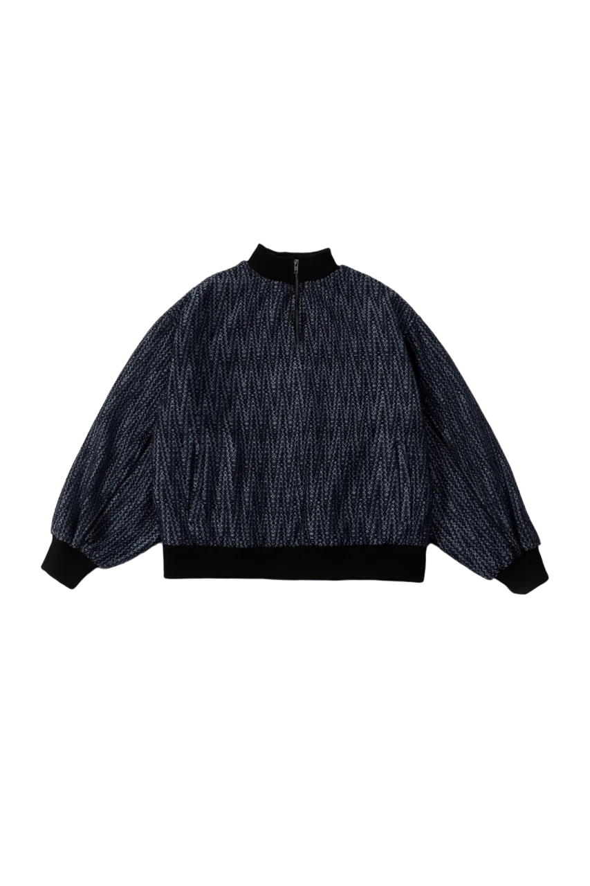 INDIGO HANDWOVEN DOBBY SWEATSHIRT