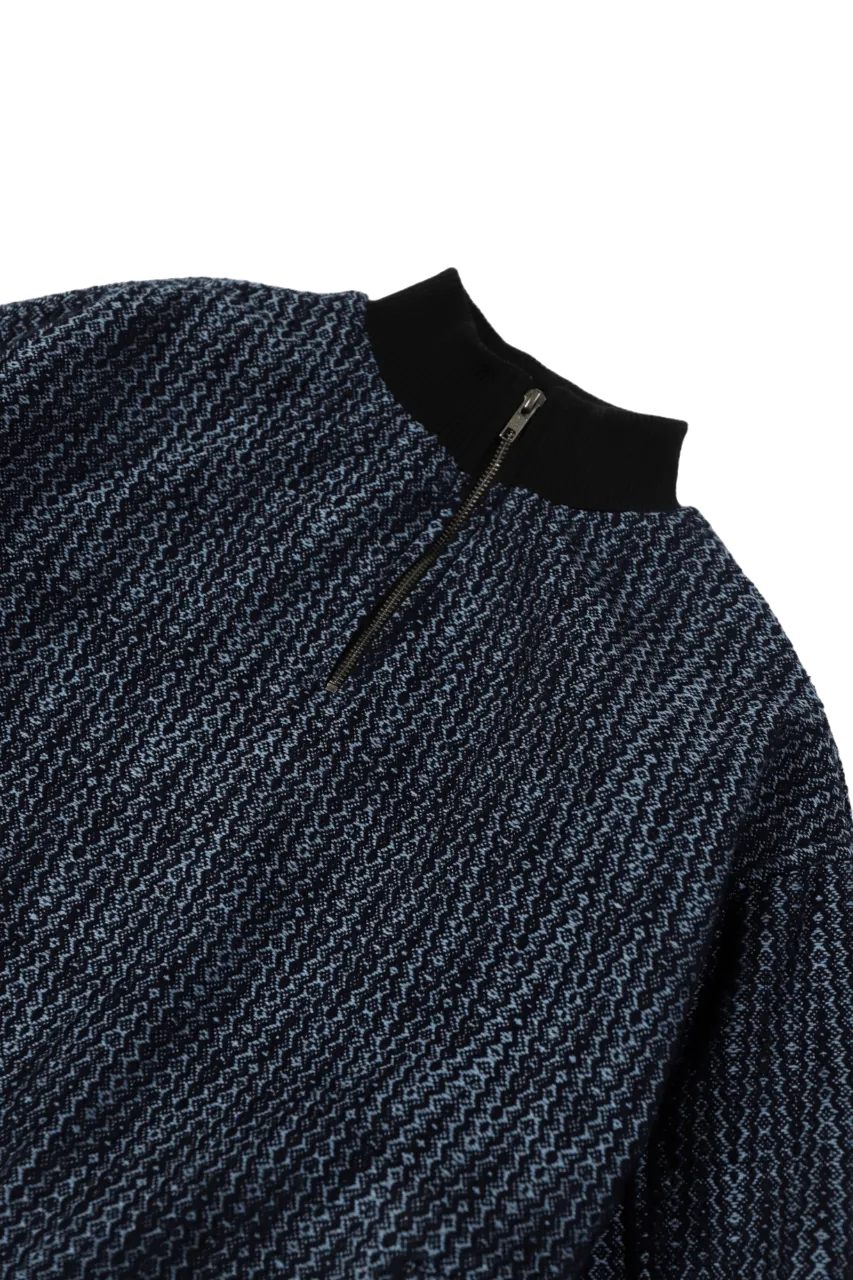 INDIGO HANDWOVEN DOBBY SWEATSHIRT