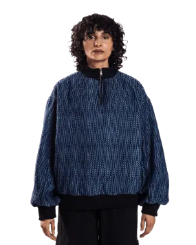 INDIGO HANDWOVEN DOBBY SWEATSHIRT