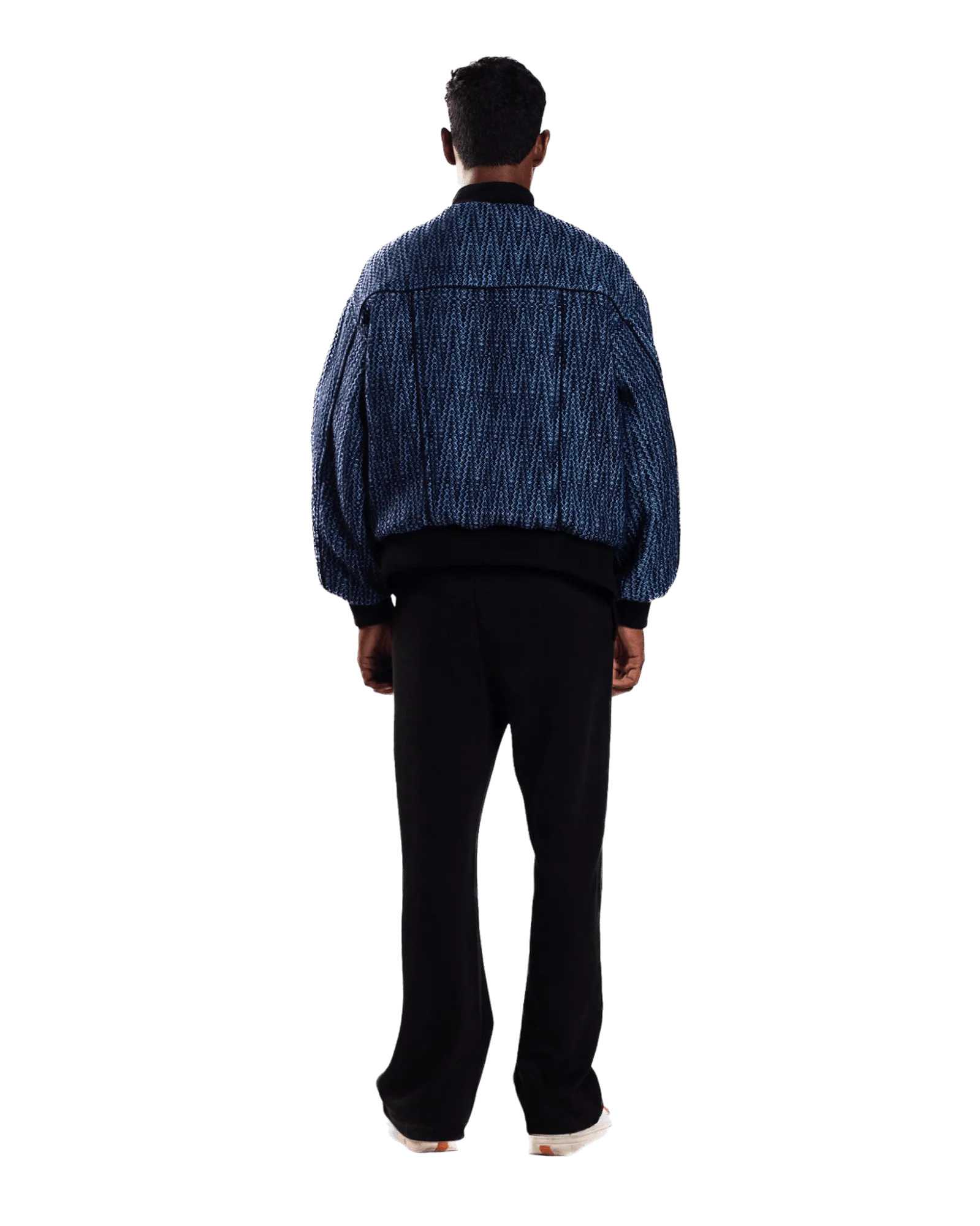 INDIGO HANDWOVEN DOBBY SWEATSHIRT