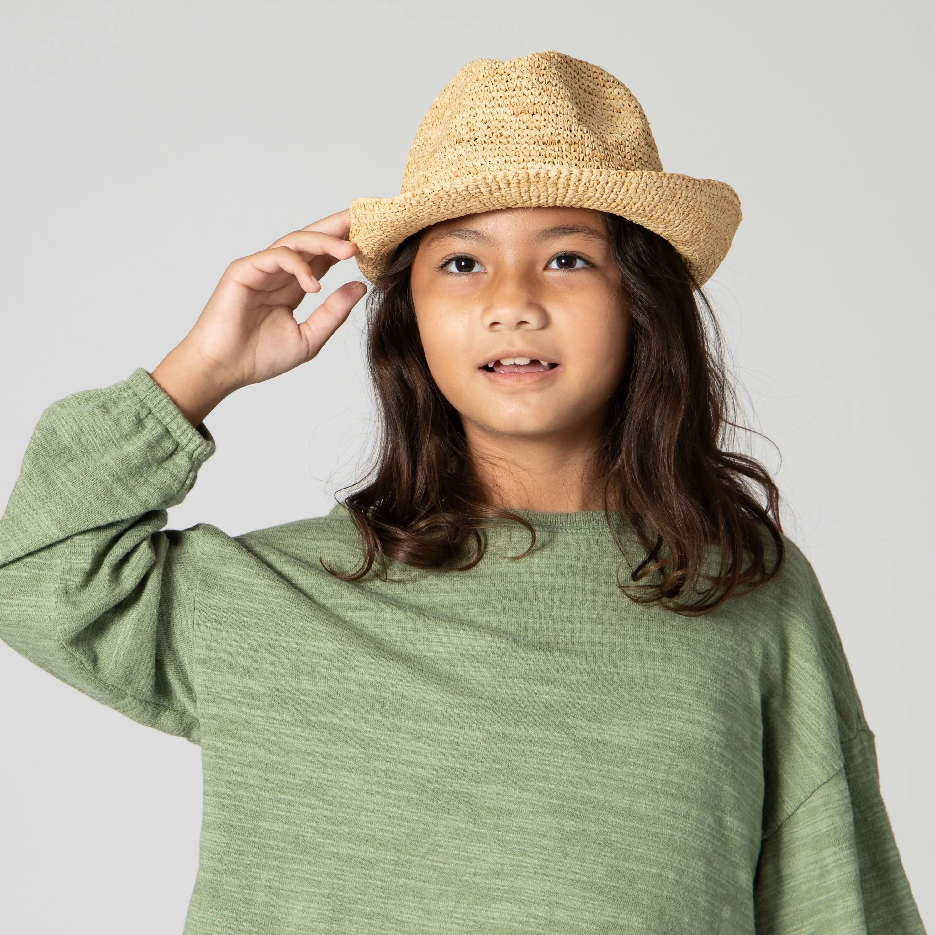 Kids' Crochet Raffia Fedora