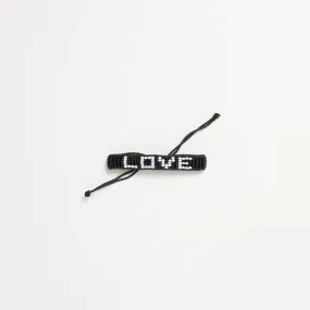 Kids Woven LOVE Bracelet - Black/White