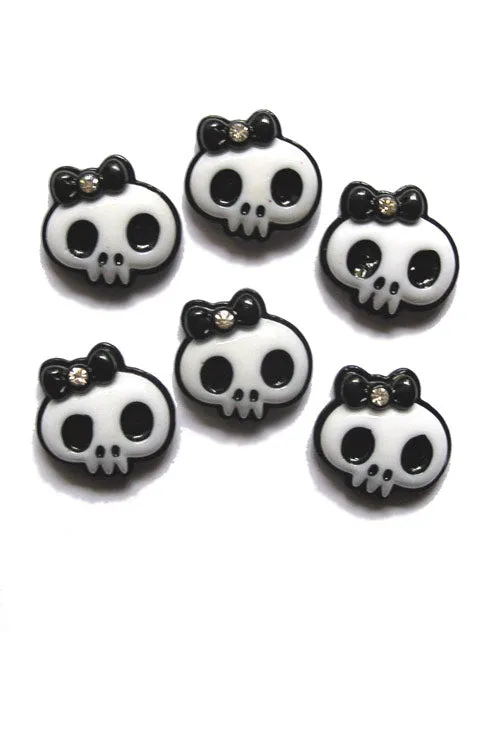 Kitty Deluxe Skull Bow Resin Flatback x 6