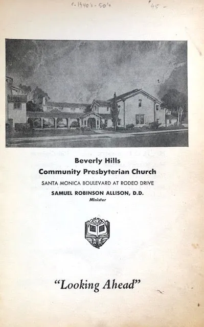 (Los Angeles) Samuel R. Allison.  Beverly Hills Community Presbyterian Church Cook Book.