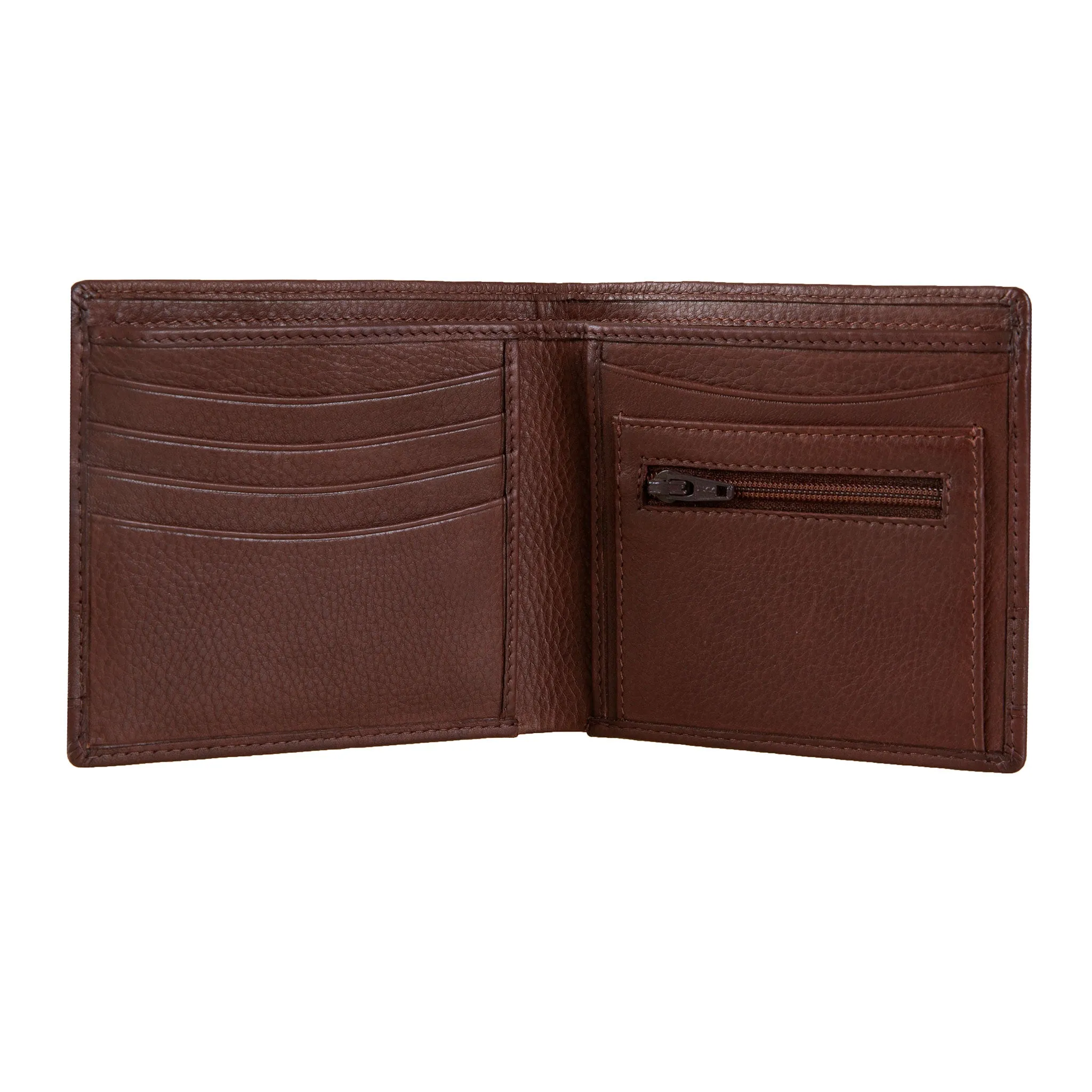 Men's Pebble Grain Leather Bifold Wallet with RFID Blocking and Coin Purse