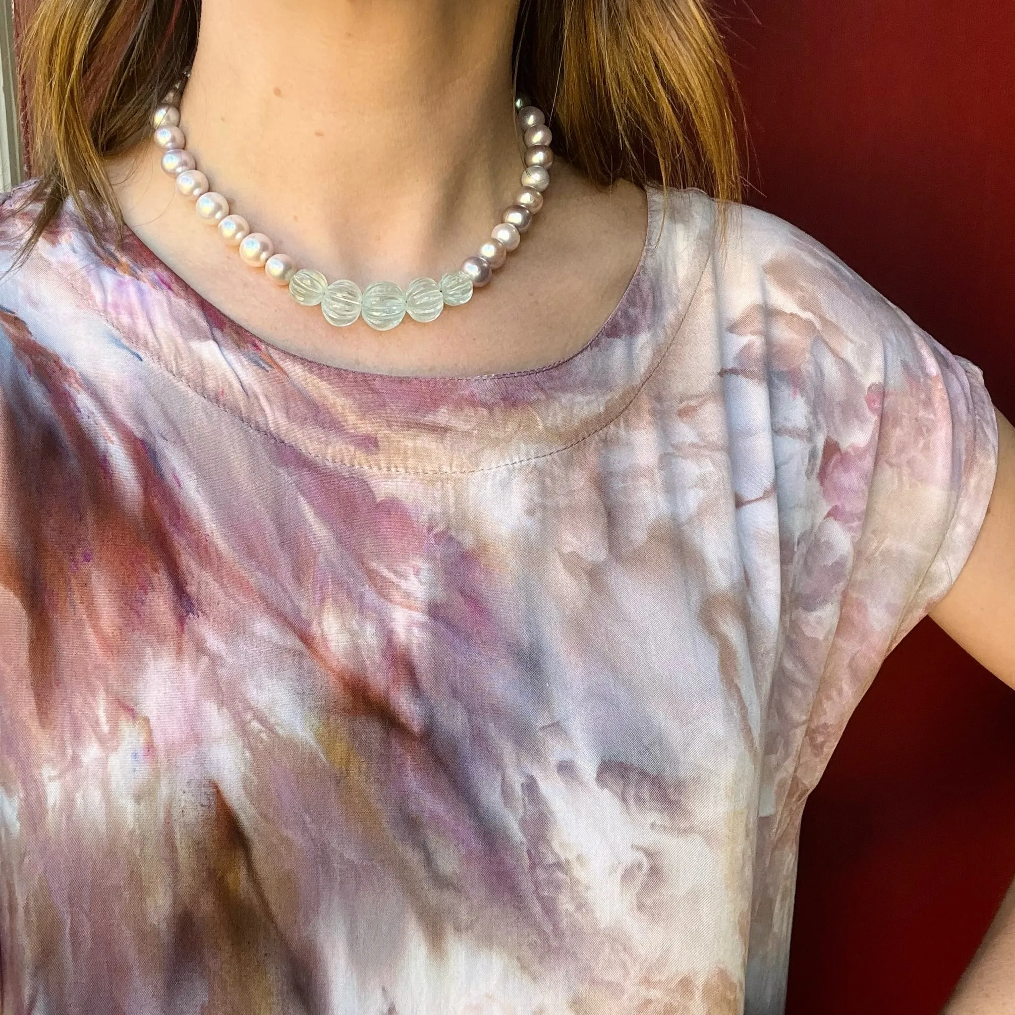 Misty Pearl & Aquamarine Bead Choker by Ancient Influences