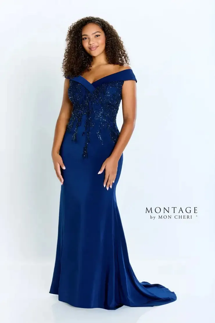 Montage 220932 Off The Shoulder Crepe Fit and Flare