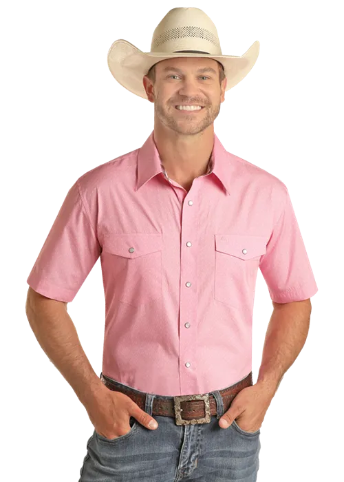 Panhandle Slim® Men's Pink Ditsy Print Short Sleeve Snap Front Western Shirt