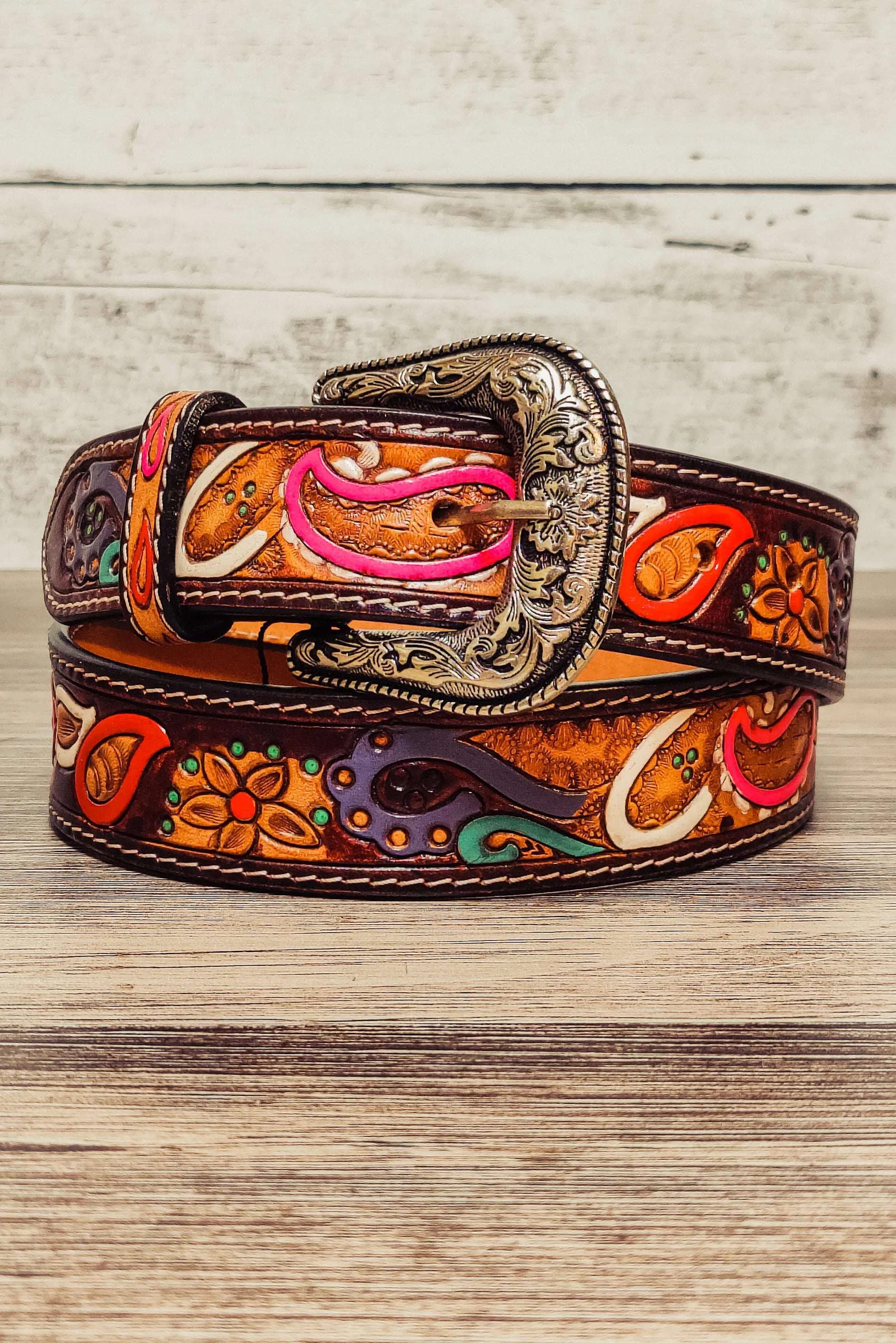 Retro Paisley Tooled Belt