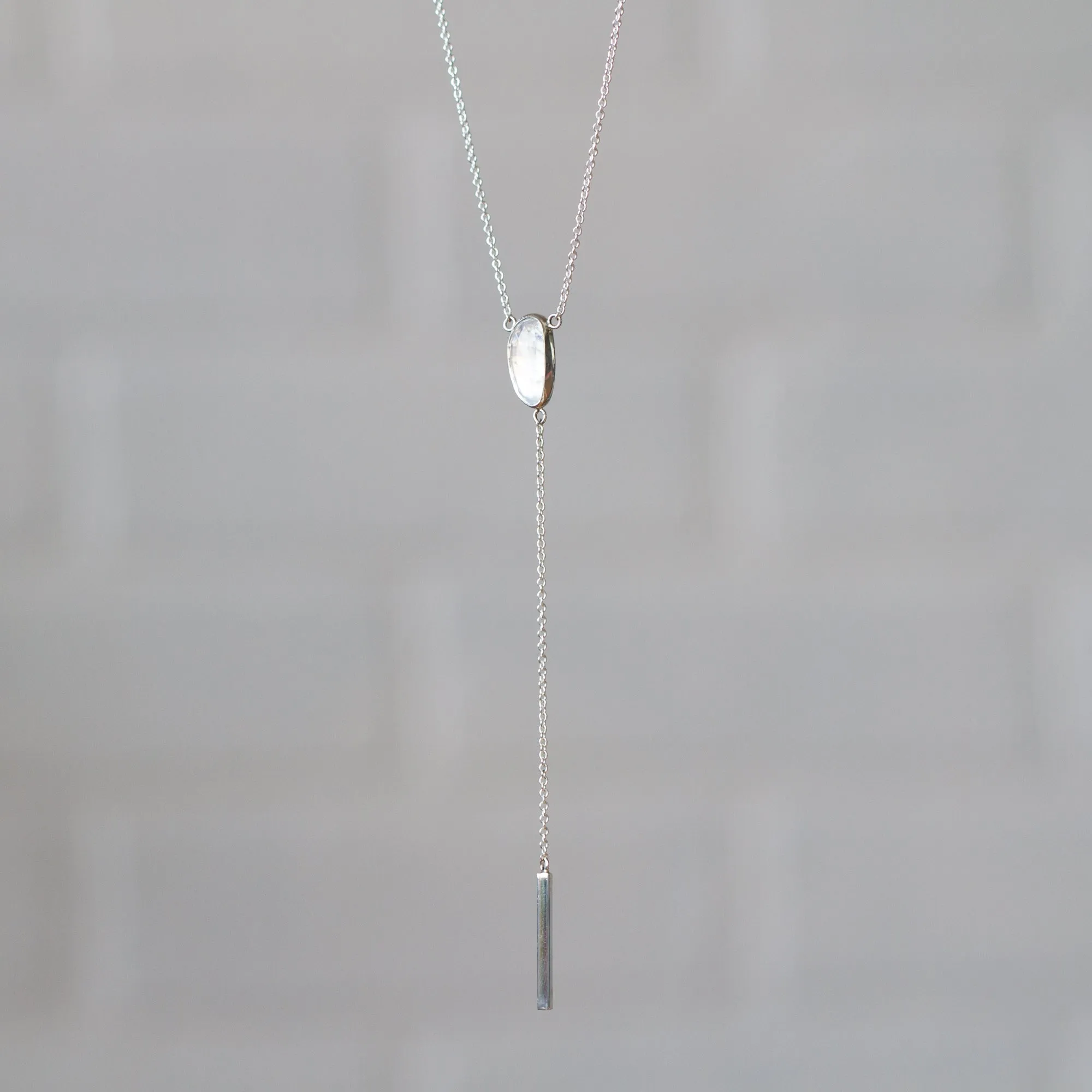 Rose Cut Moonstone Selene Silver Lariat