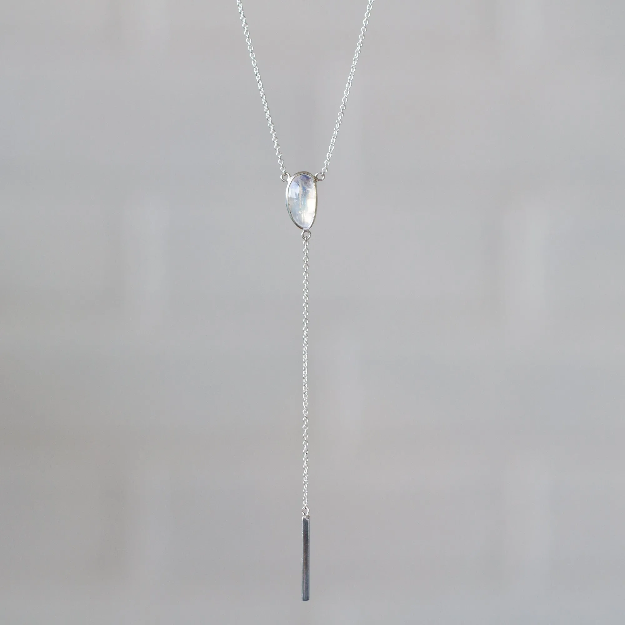 Rose Cut Moonstone Selene Silver Lariat