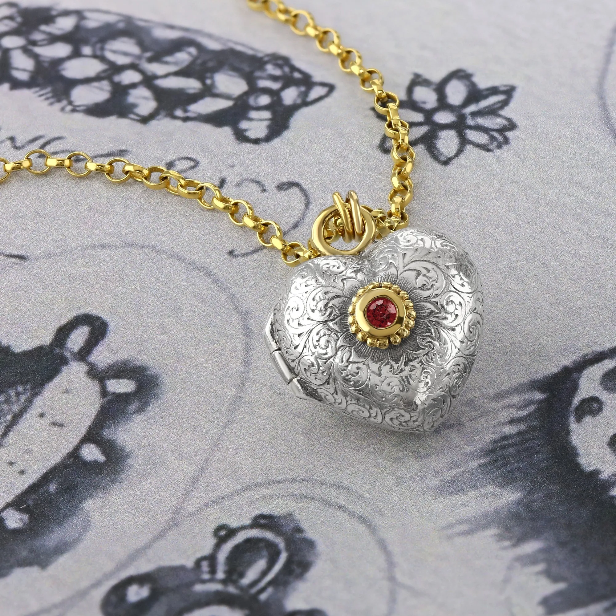 Ruby Love Locket Necklace