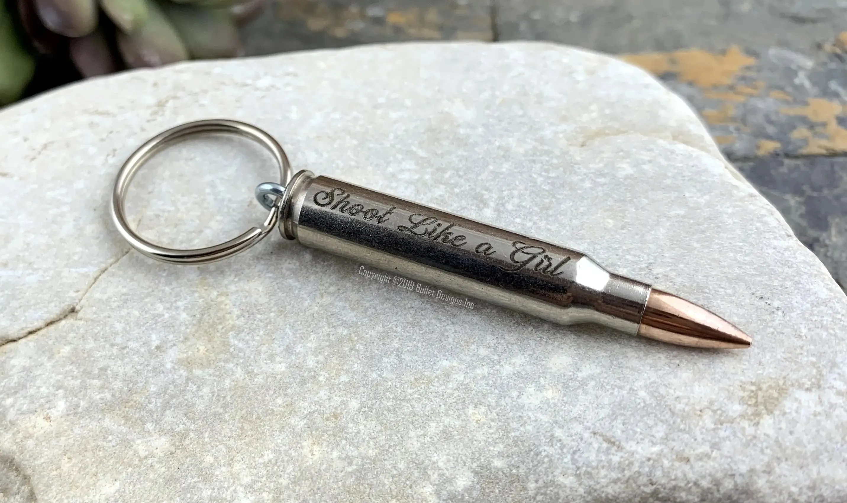 Shoot Like A Girl Bullet Keychain, Dark Laser Engraved, 308, 30-06, 30-30, 270, 243, ak-47, 223