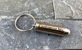 SILVER Bullet Custom Engraved Keychain, Colt 45, Personalized Keyring, Laser, Dark or Gold Engraving, Long Colt, Western