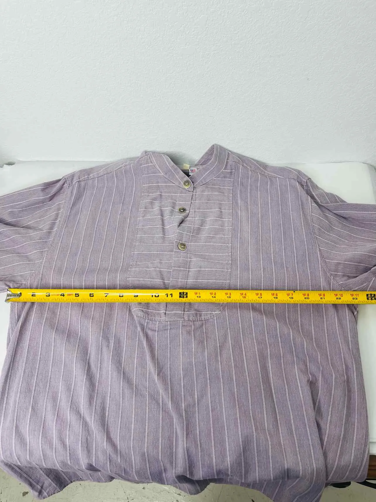 Size L Lavender/White Print Men's Tees-Long Sleeve- Men's