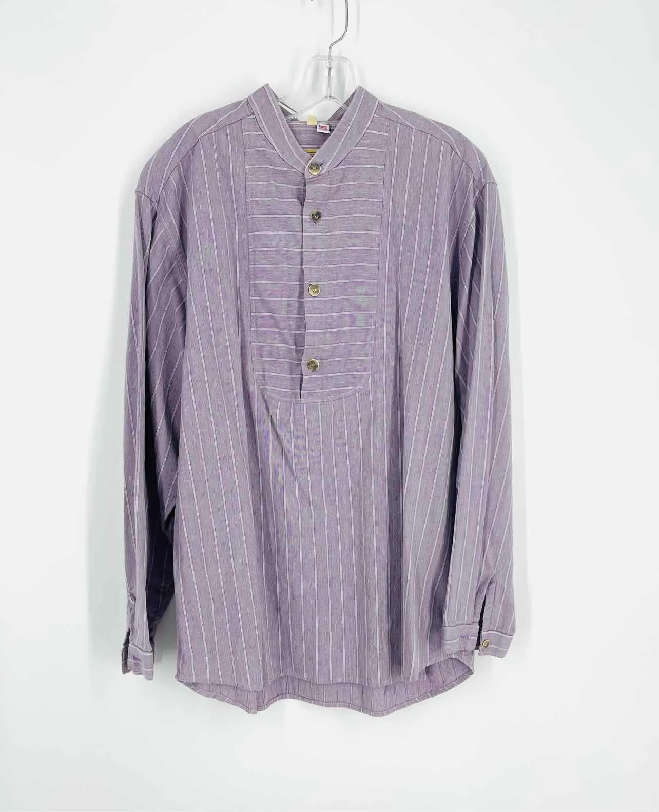 Size L Lavender/White Print Men's Tees-Long Sleeve- Men's