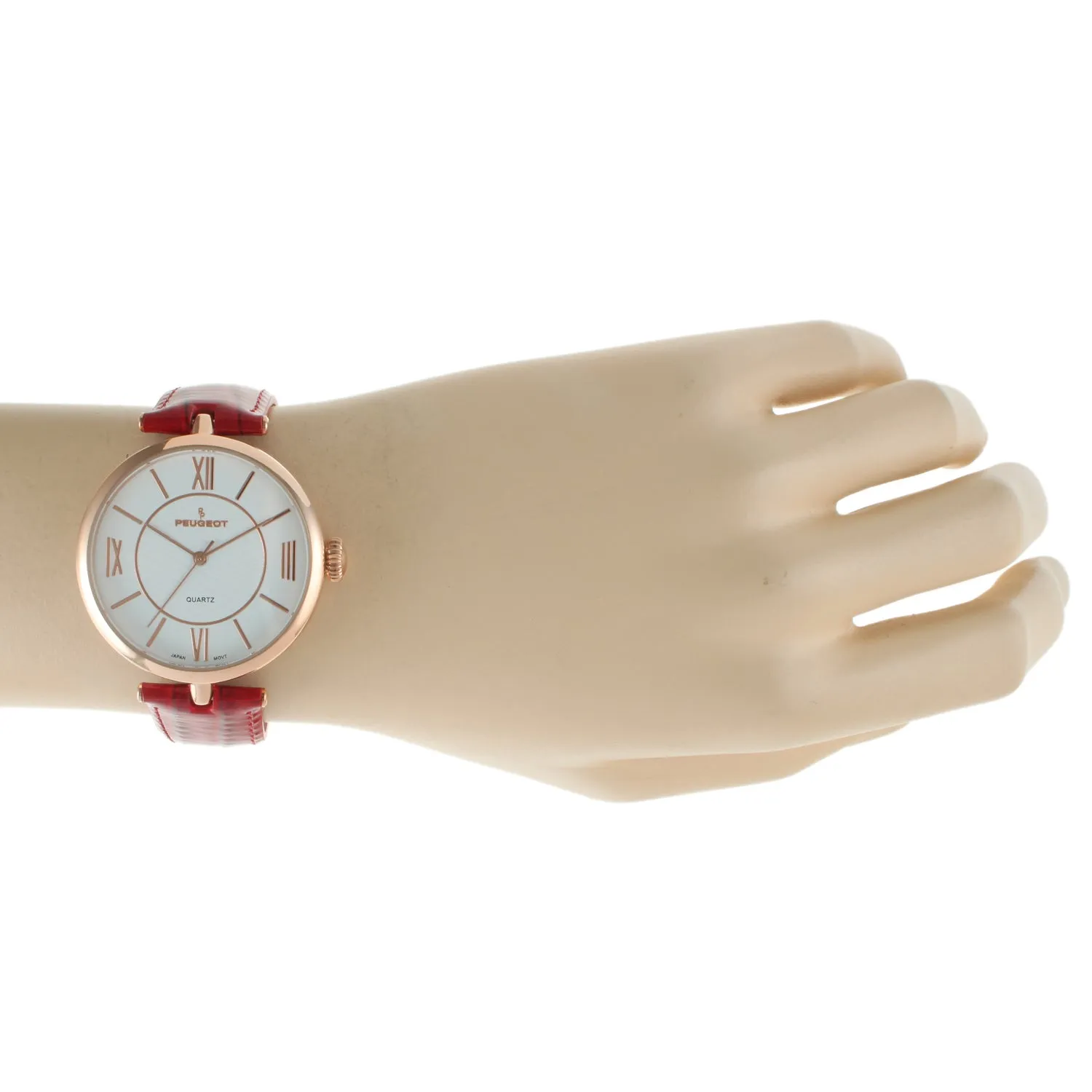 Women's 38mm Watch T-Bar Dress Red Leather Strap