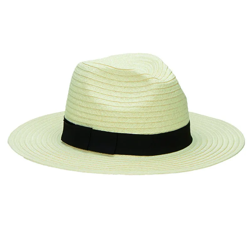 Women's Paper Braided Fedora With A Bow Band