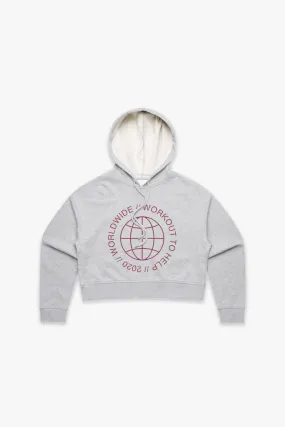 Worldwide Crop Hoodie - Heather Grey